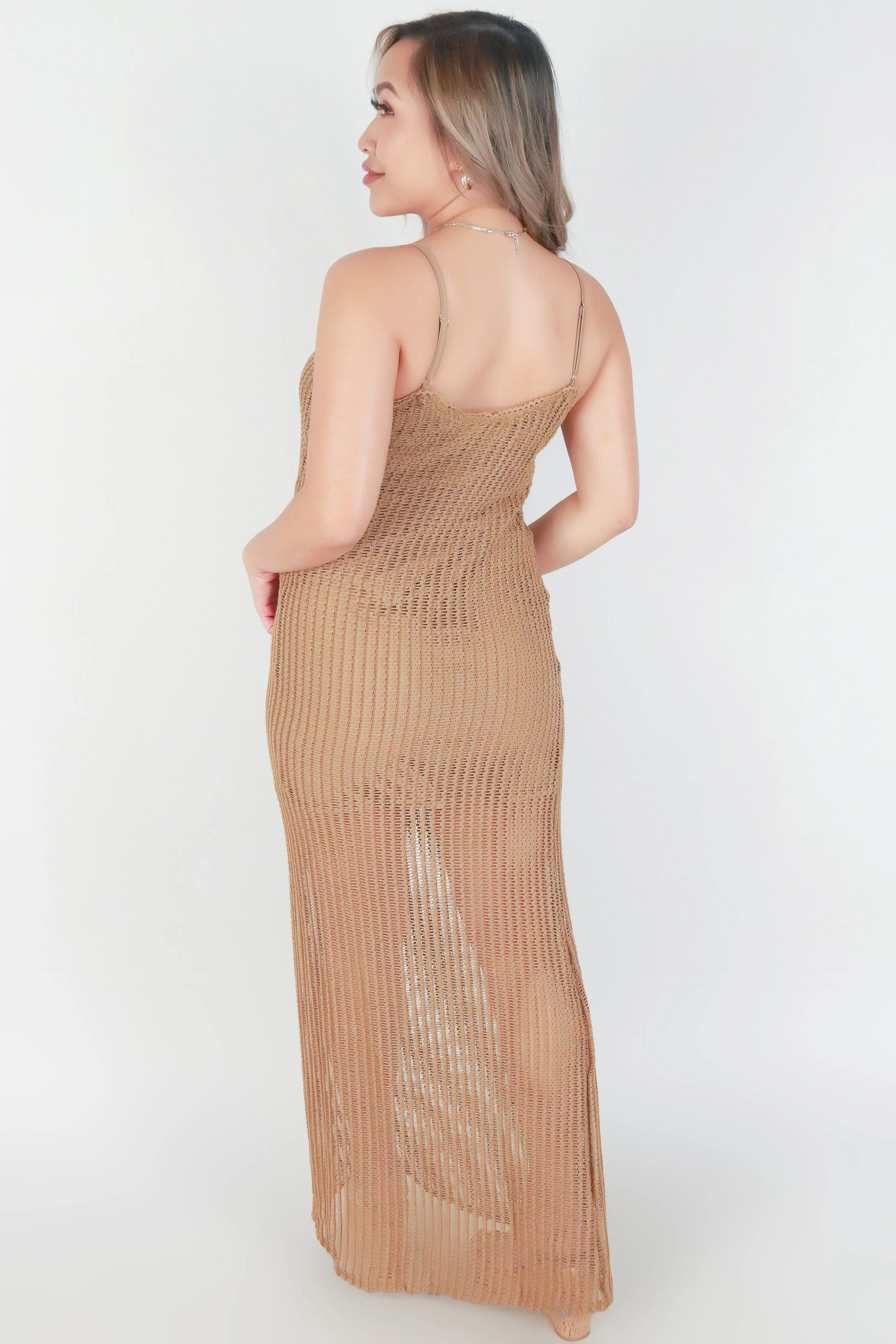 LINED CROCHET MAXI DRESS