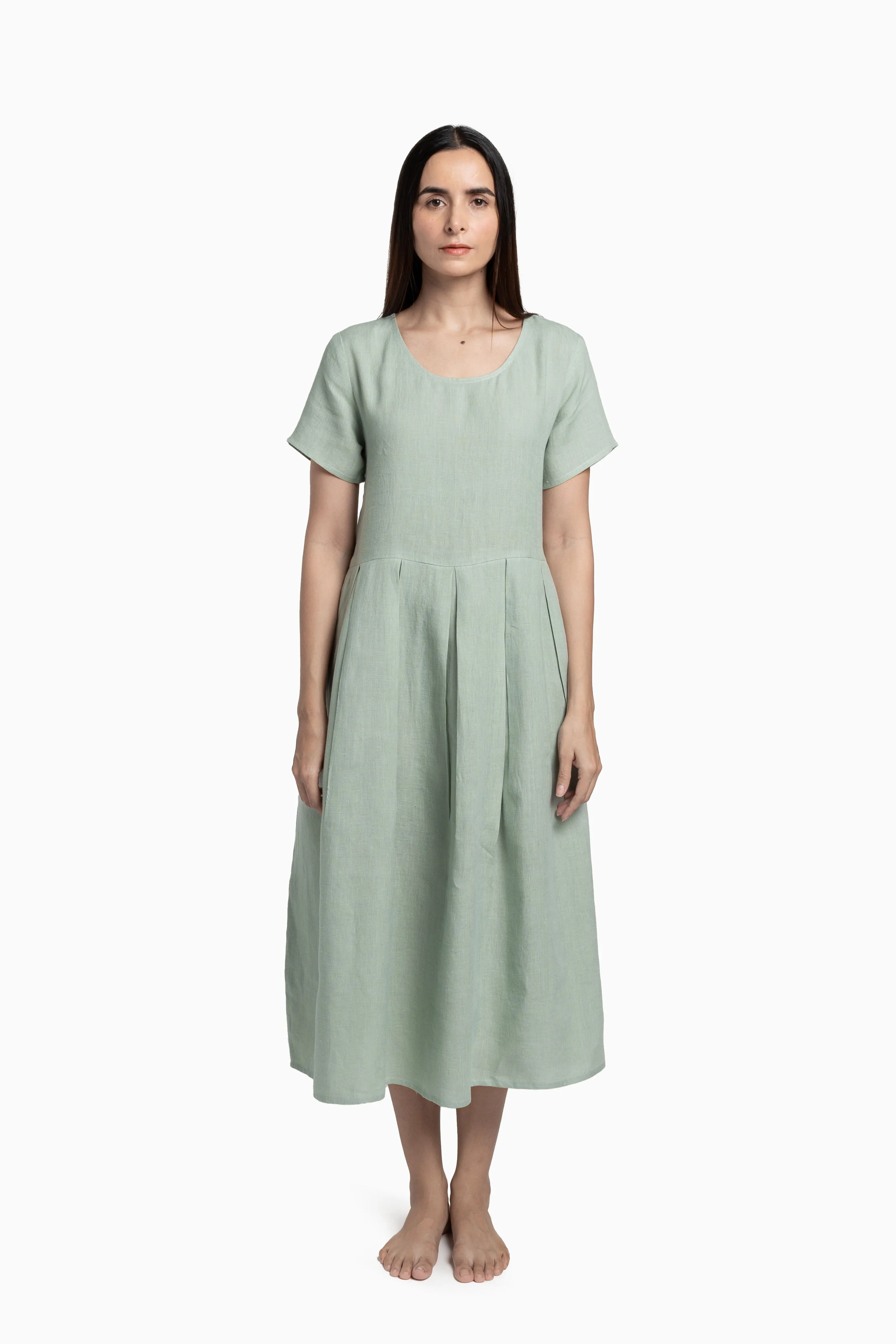 Linen Selah Dress-Sage Green