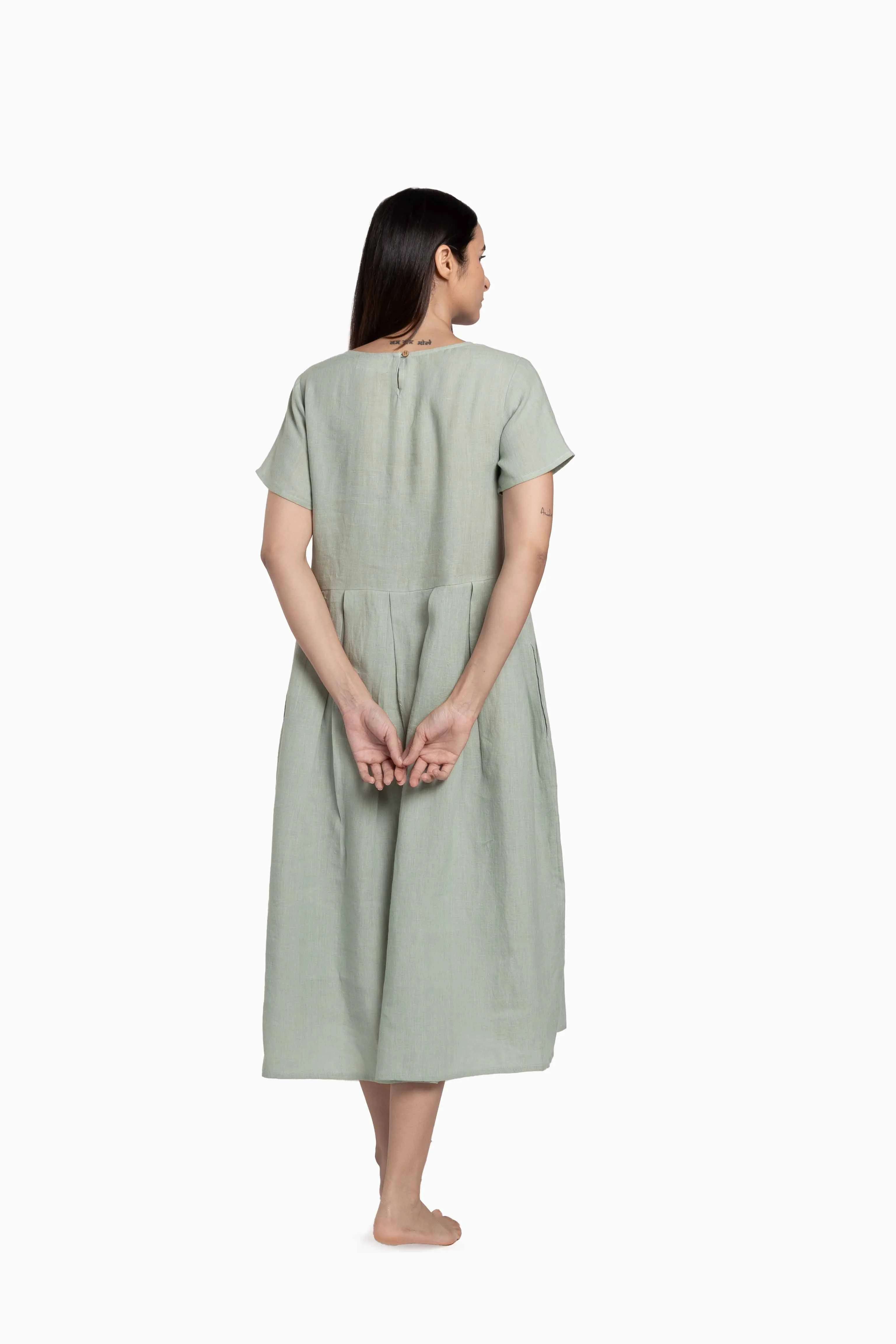 Linen Selah Dress-Sage Green