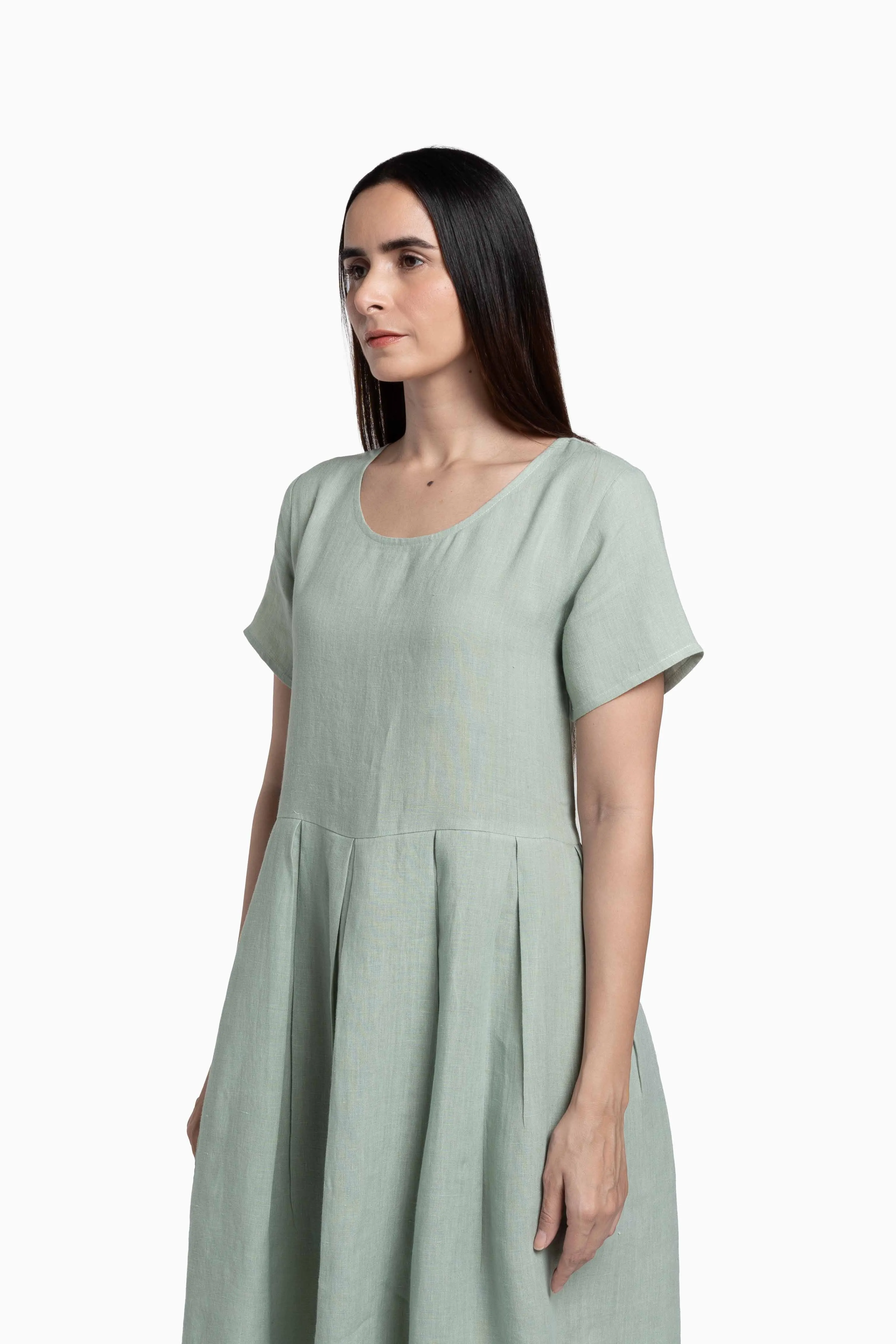 Linen Selah Dress-Sage Green