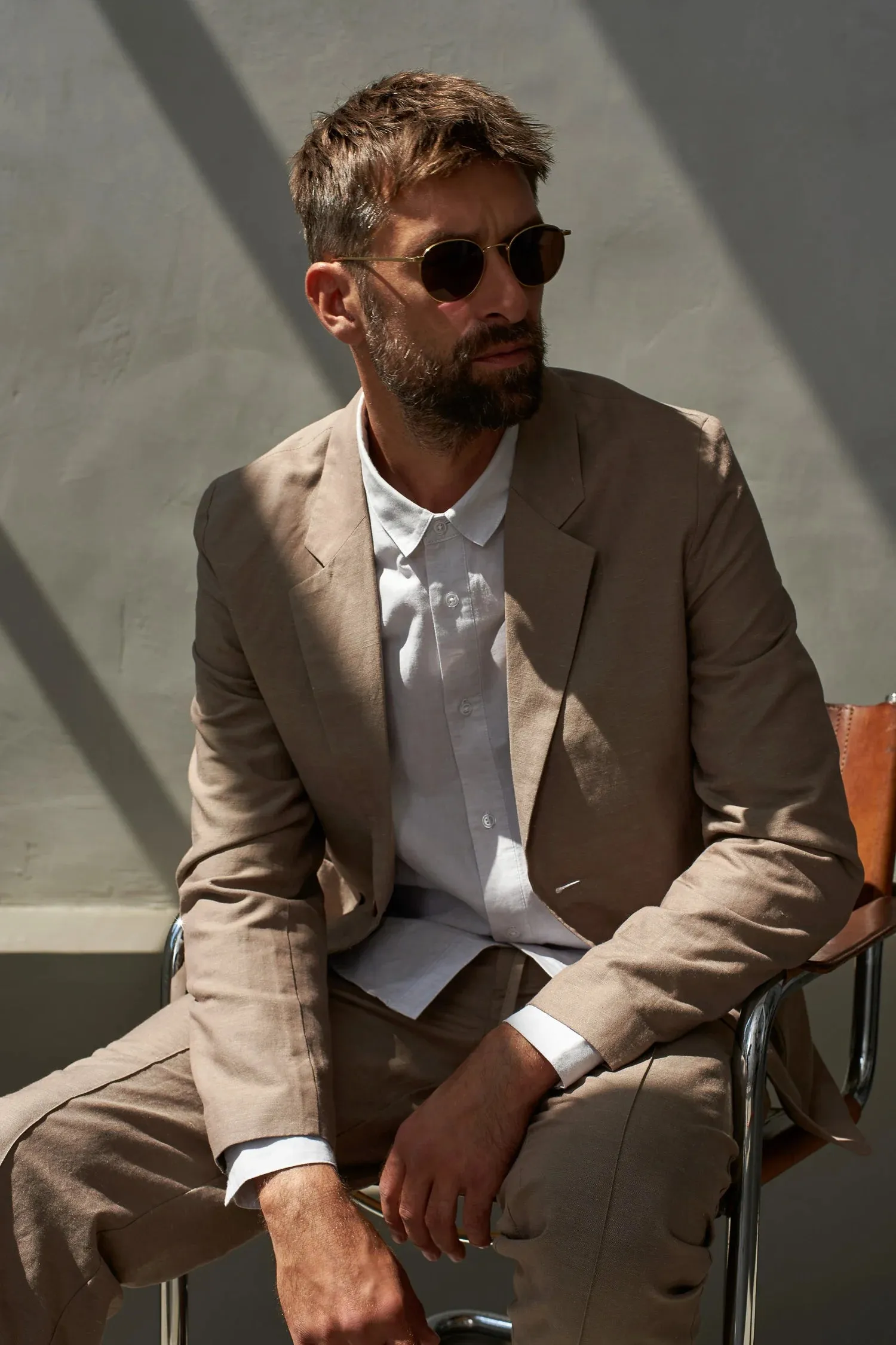 Linen summer blazer Enver in walnut