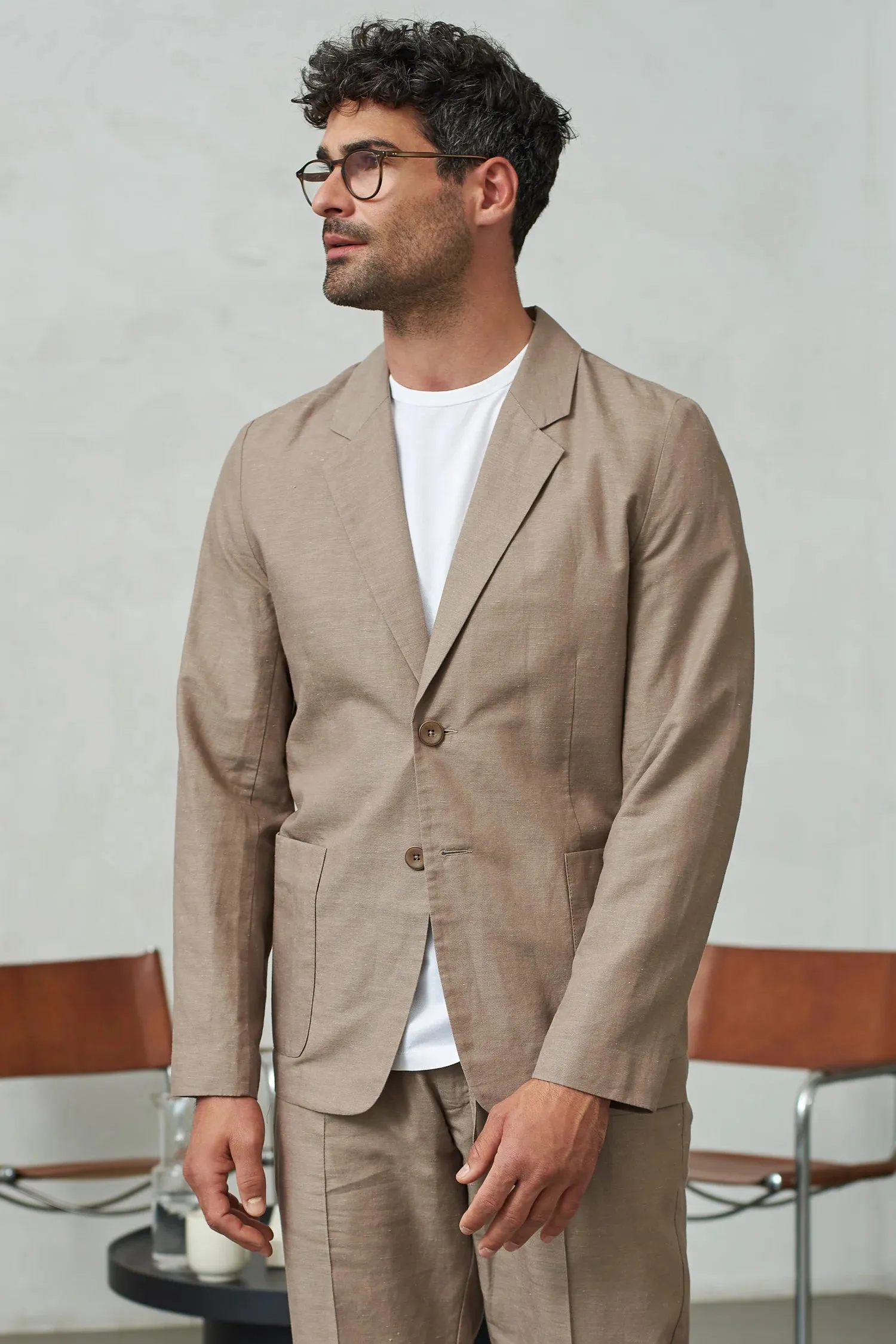 Linen summer blazer Enver in walnut
