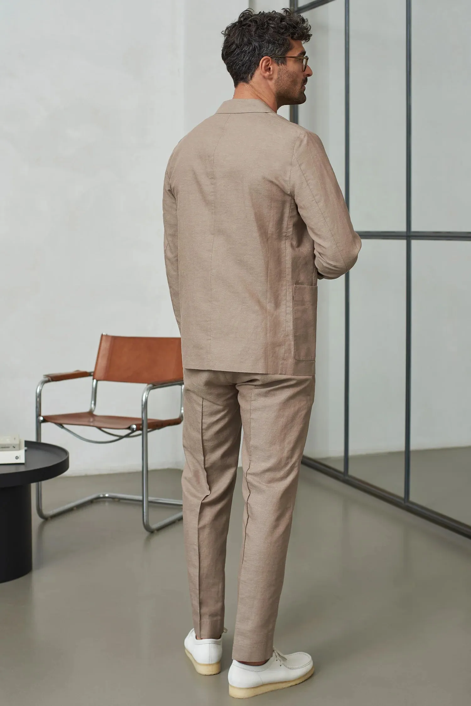 Linen summer blazer Enver in walnut