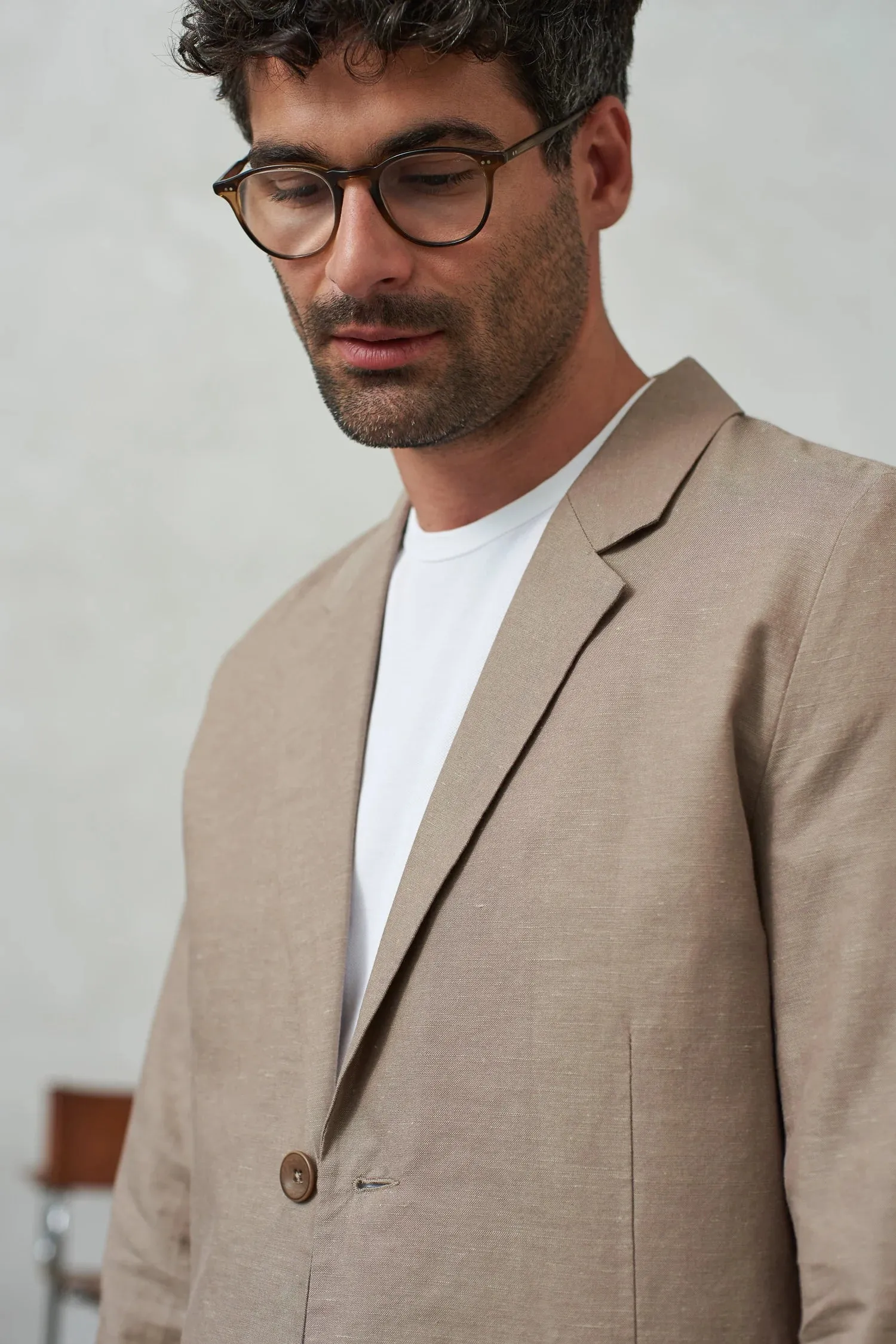 Linen summer blazer Enver in walnut
