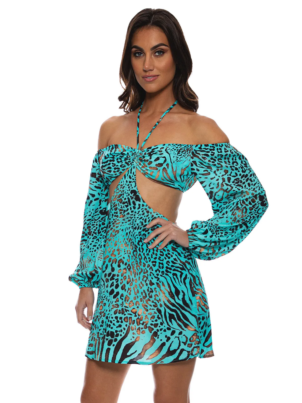 Long Sleeve Cut Out Short Dress ::RET