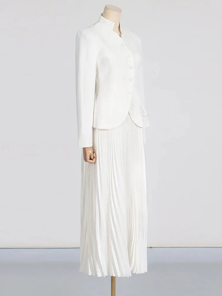 Long Sleeve Spliced Button Minimalist Two Piece Set