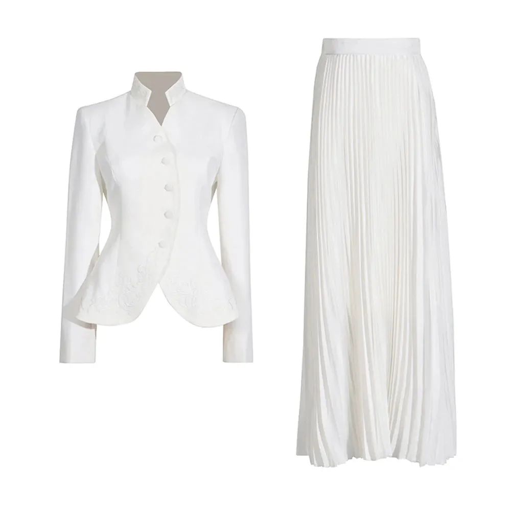 Long Sleeve Spliced Button Minimalist Two Piece Set