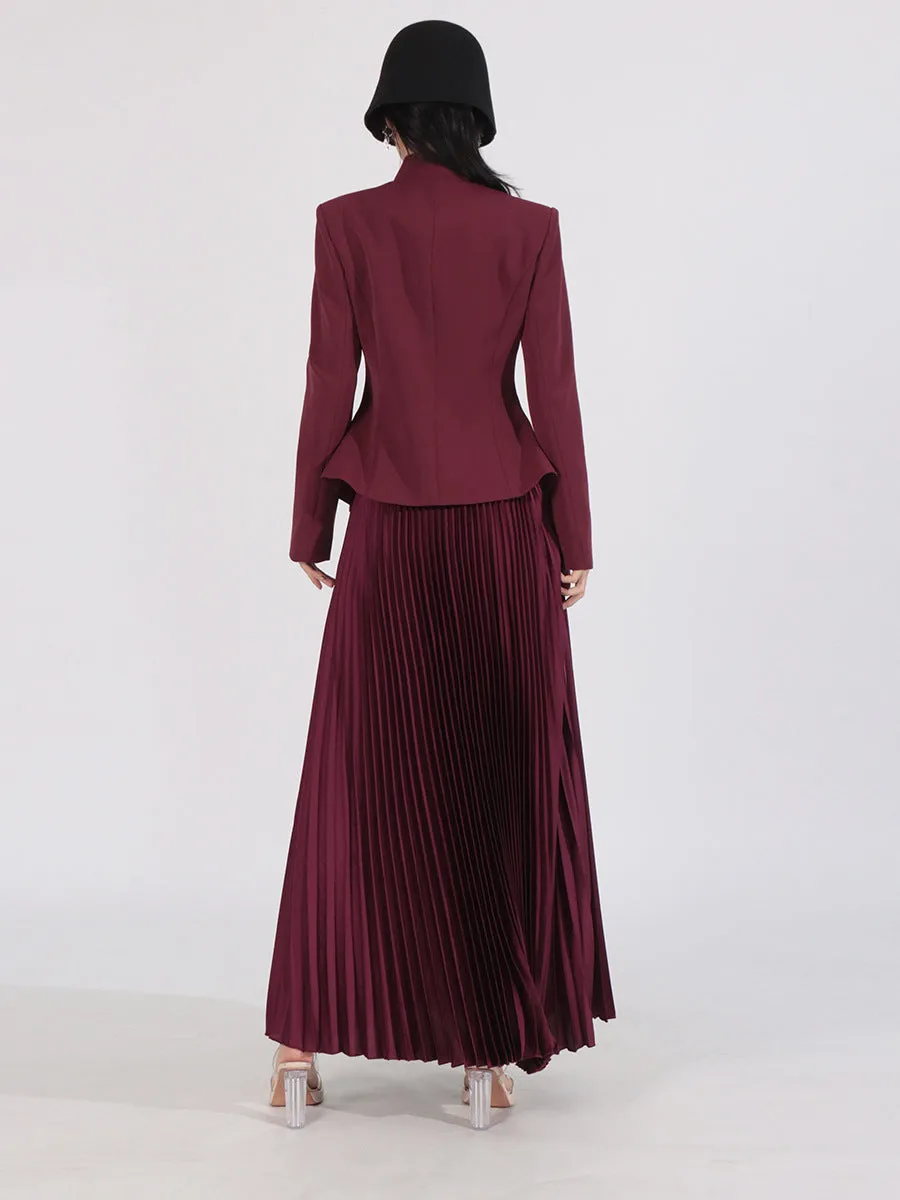 Long Sleeve Spliced Button Minimalist Two Piece Set