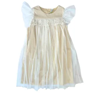 Losan Ecru Gold Tulle Dress