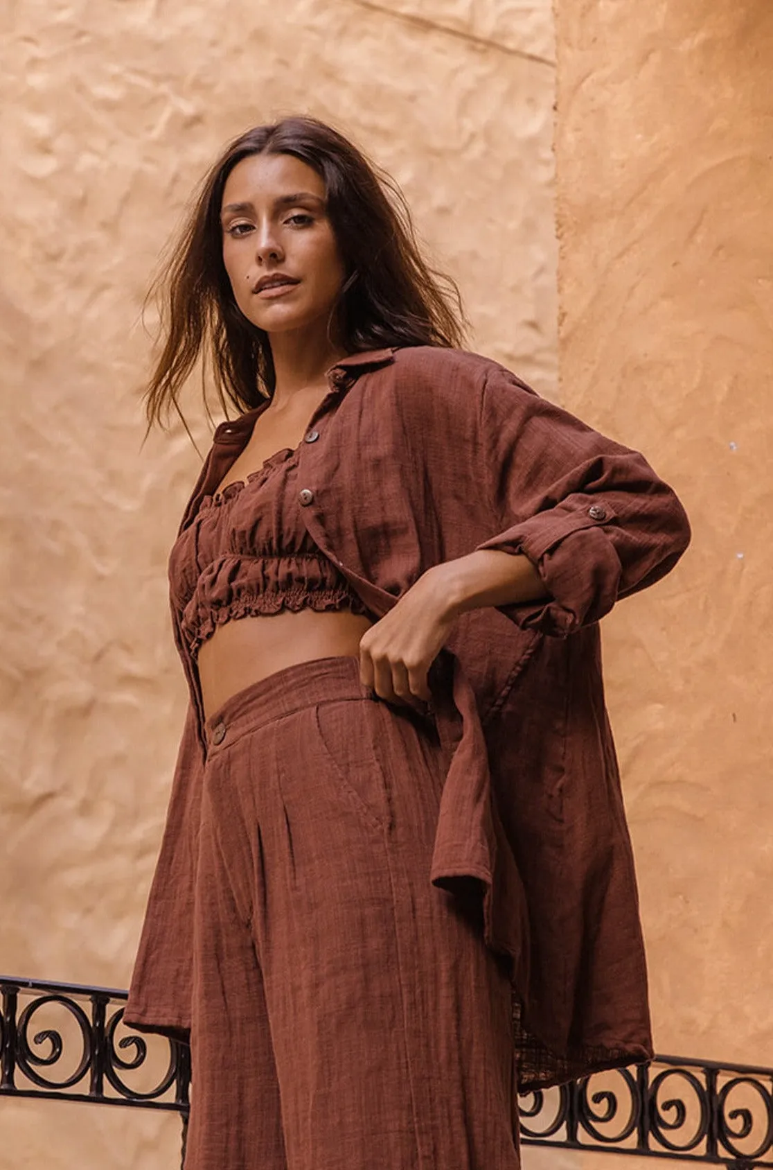 Lotus Oversized Shirt - Chocolate