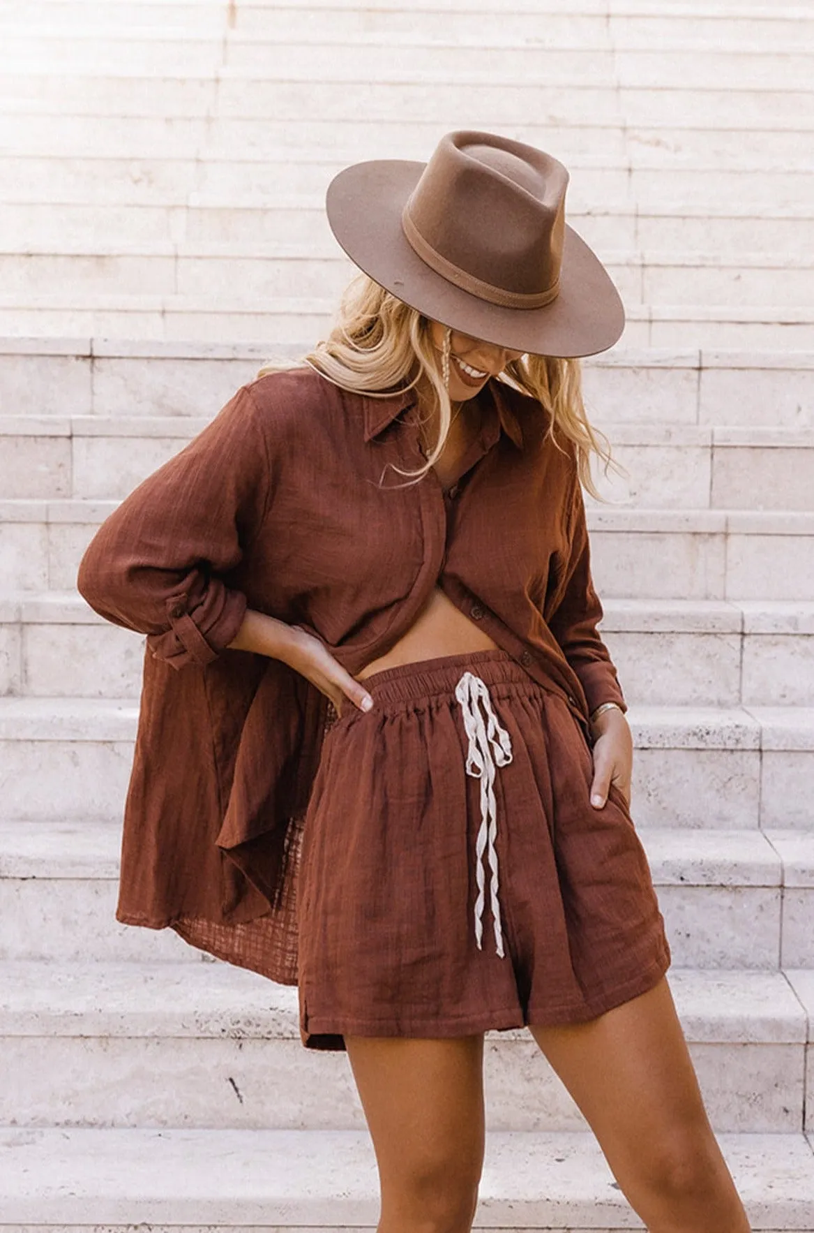 Lotus Oversized Shirt - Chocolate