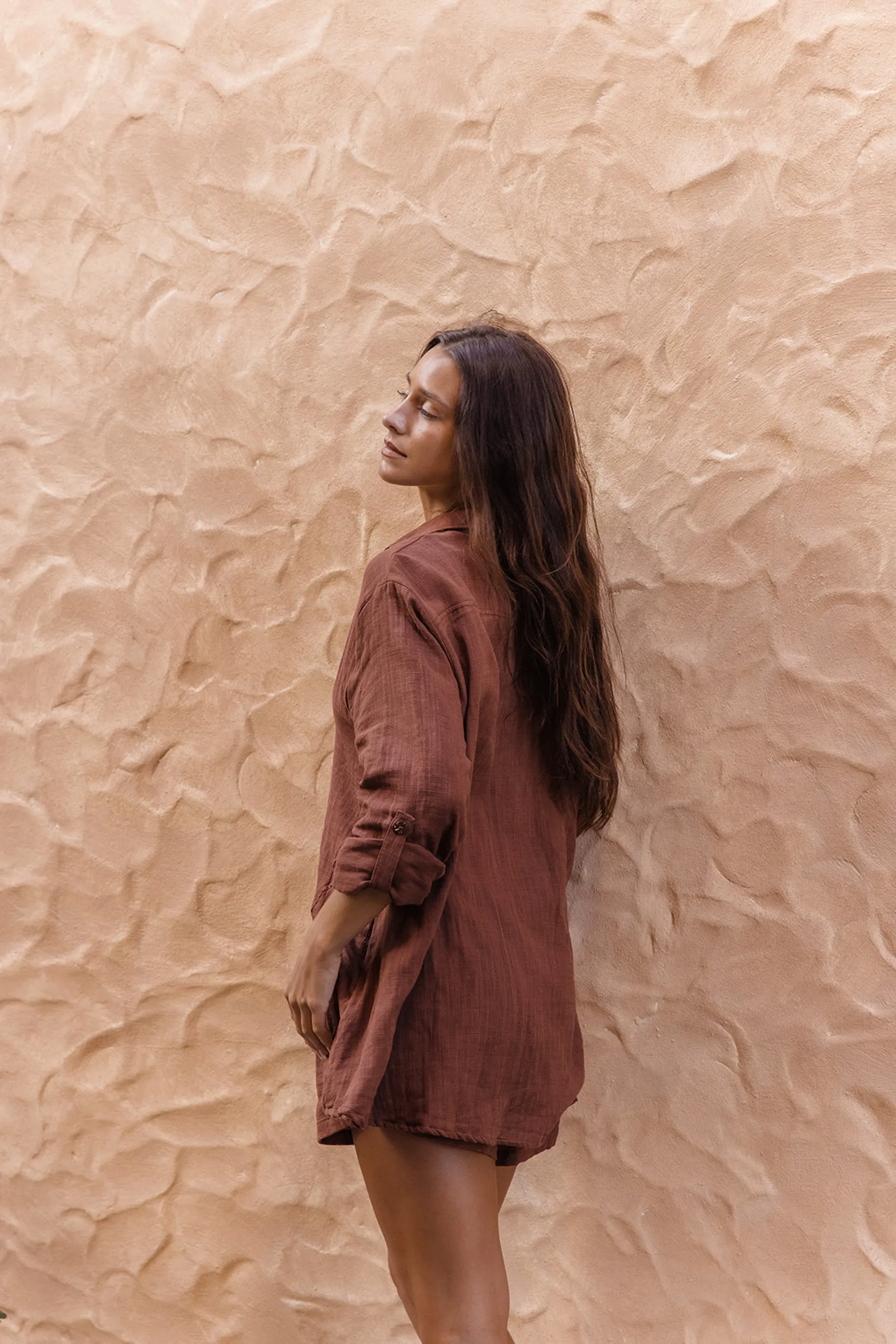 Lotus Oversized Shirt - Chocolate