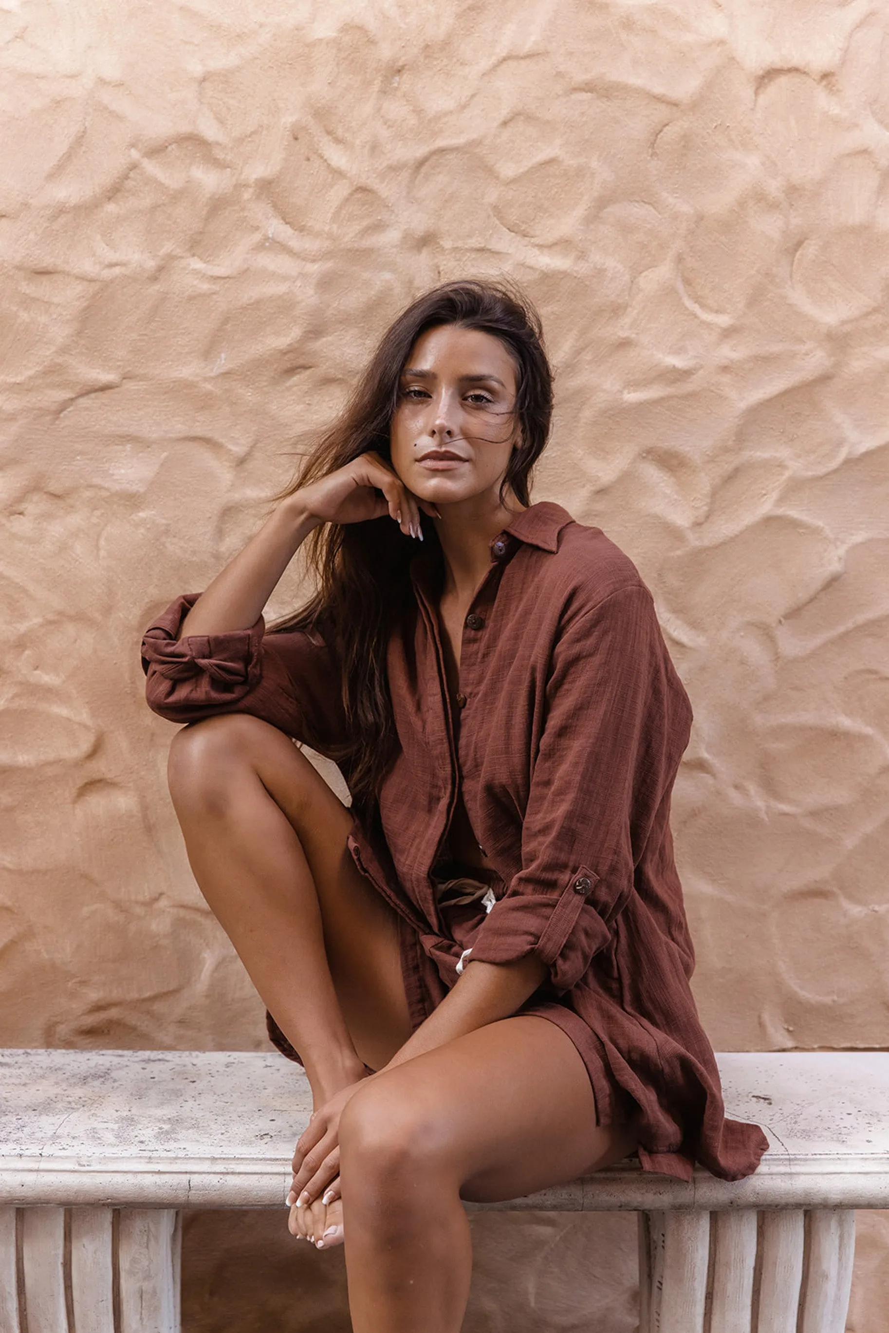 Lotus Oversized Shirt - Chocolate