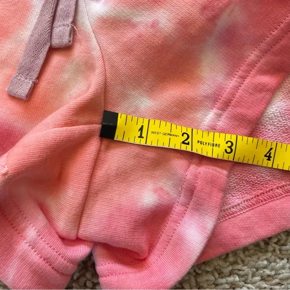 Lou &amp; Grey Tie Dye Half Zip Sweatshirt Sweat Shorts Set Lavender &amp; Salmon Medium