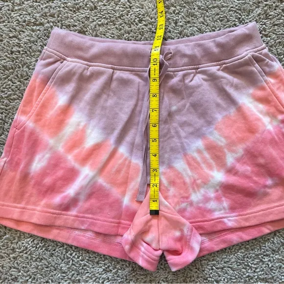 Lou &amp; Grey Tie Dye Half Zip Sweatshirt Sweat Shorts Set Lavender &amp; Salmon Medium
