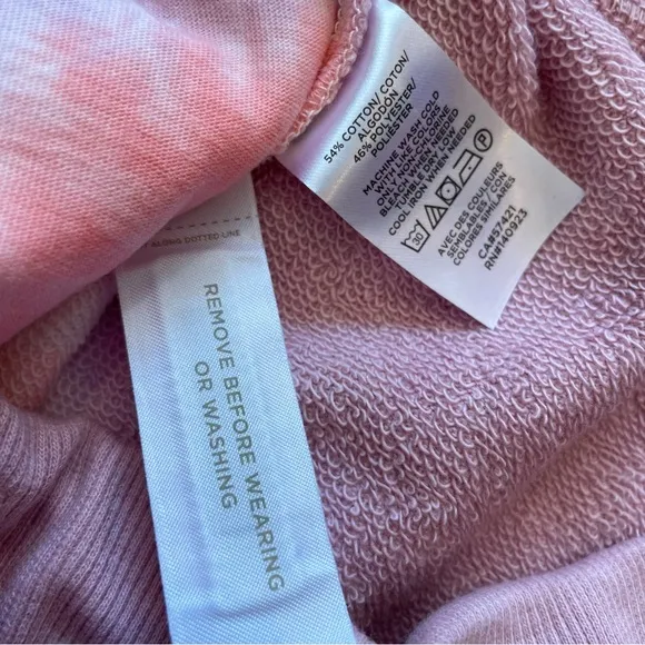 Lou &amp; Grey Tie Dye Half Zip Sweatshirt Sweat Shorts Set Lavender &amp; Salmon Medium