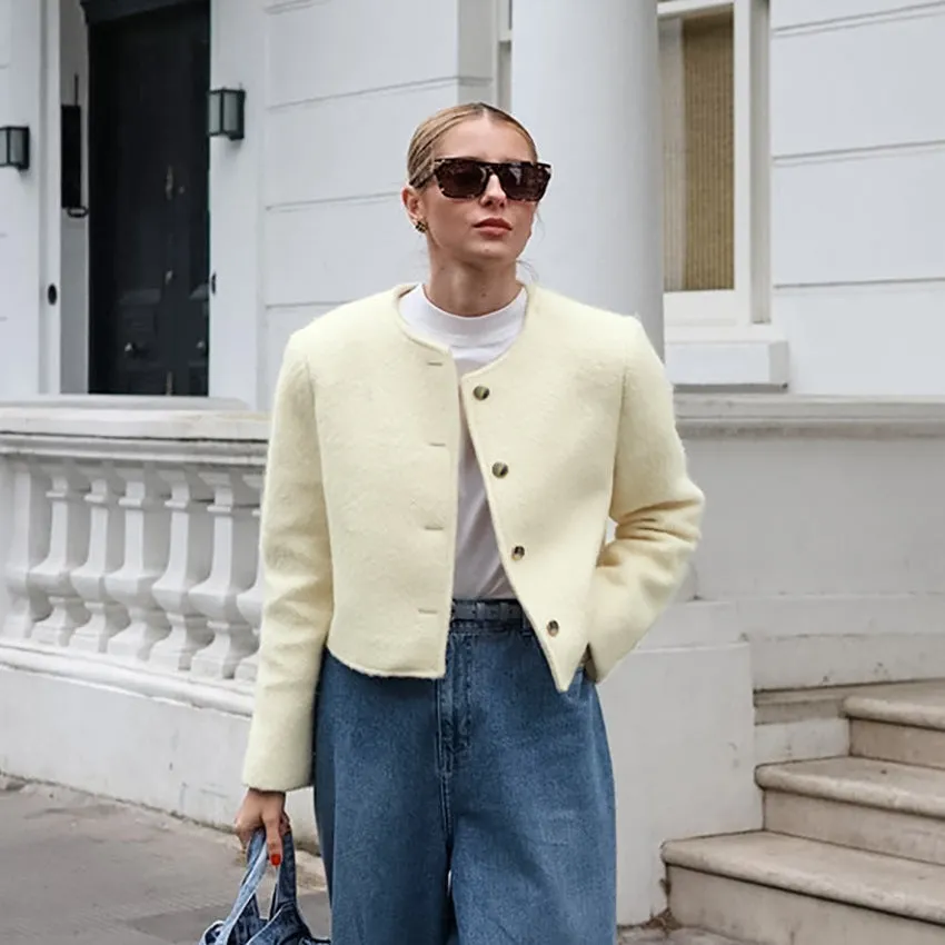LOUISA - Cropped Button-Up Jacket