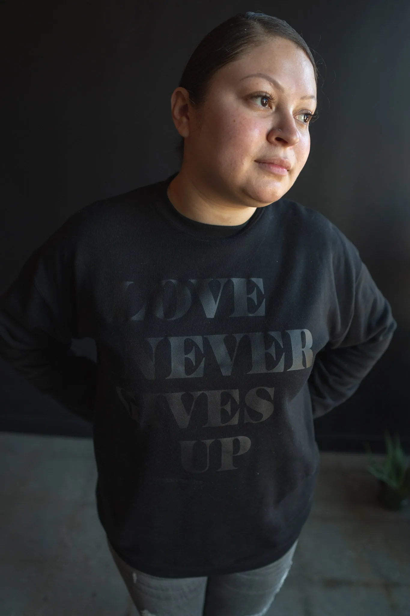 Love Never Gives Up This Adult Drop Shoulder Sweatshirt