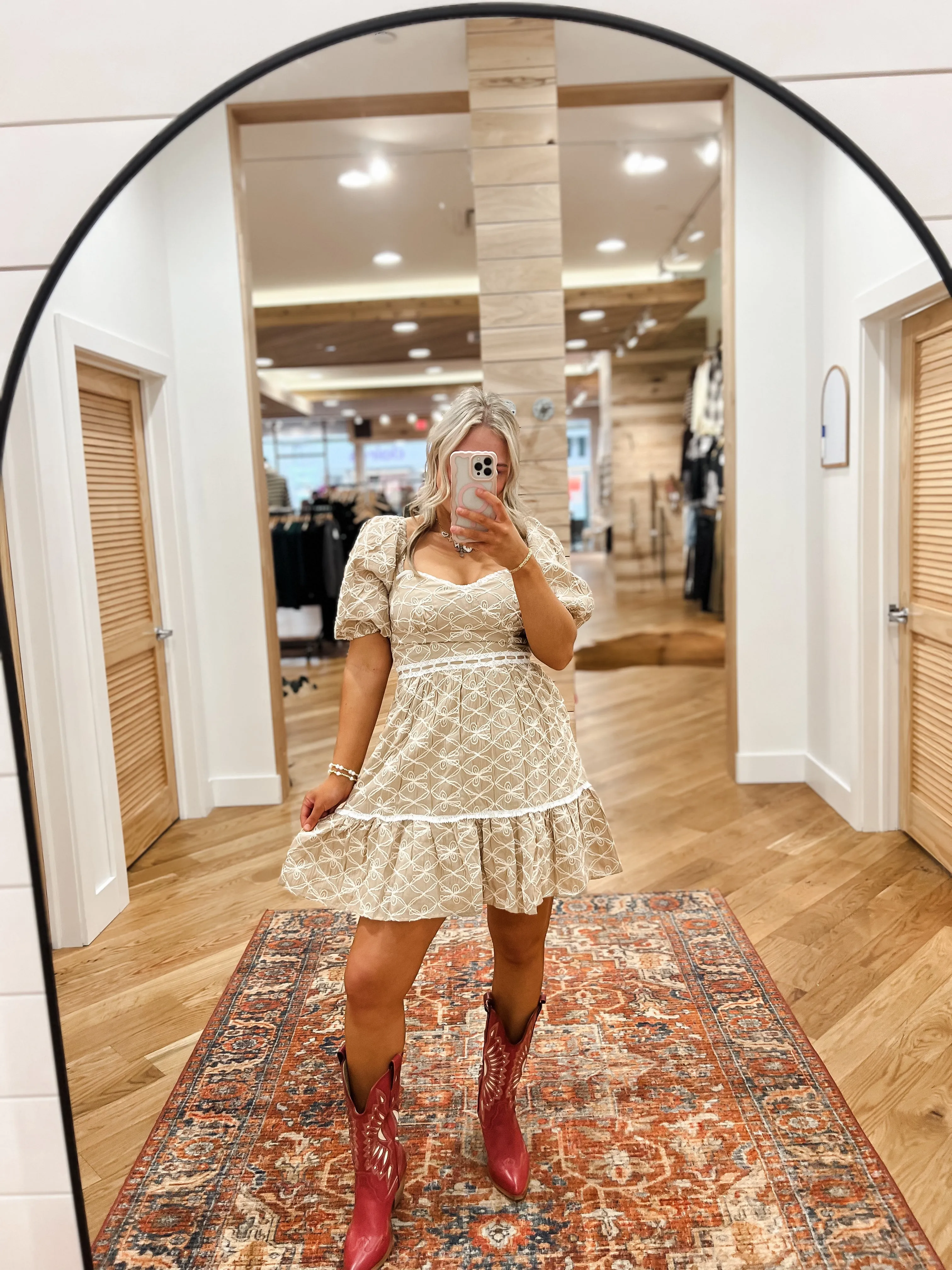 Lovely in Lace Taupe Mini Dress