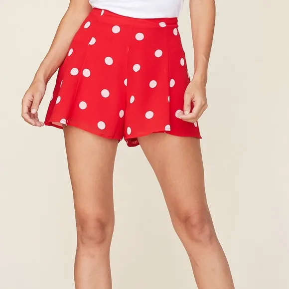 LPA red polka dot flowy shorts