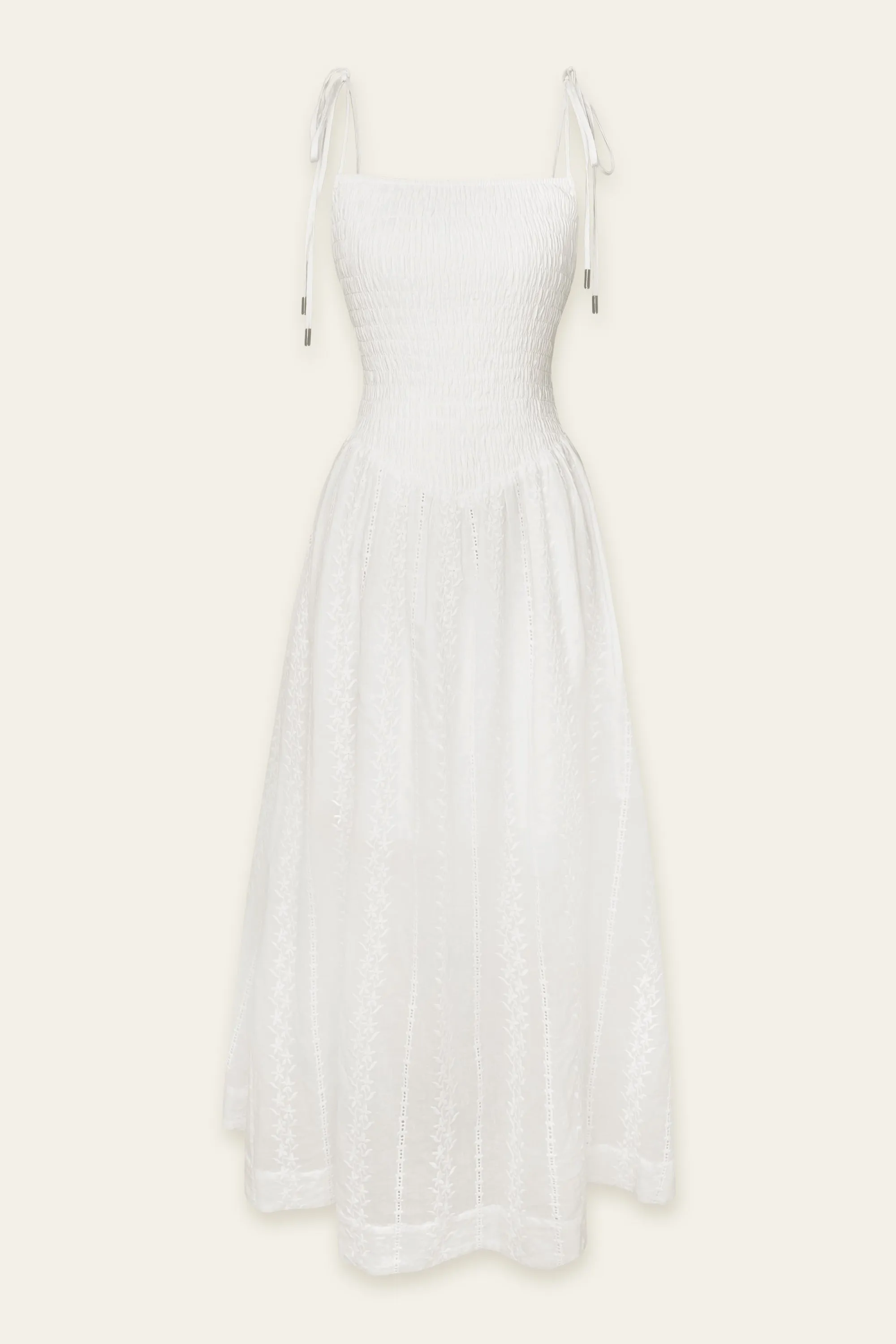 Luna Eyelet Chevron Waist Midi Dress