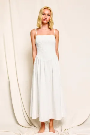 Luna Eyelet Chevron Waist Midi Dress