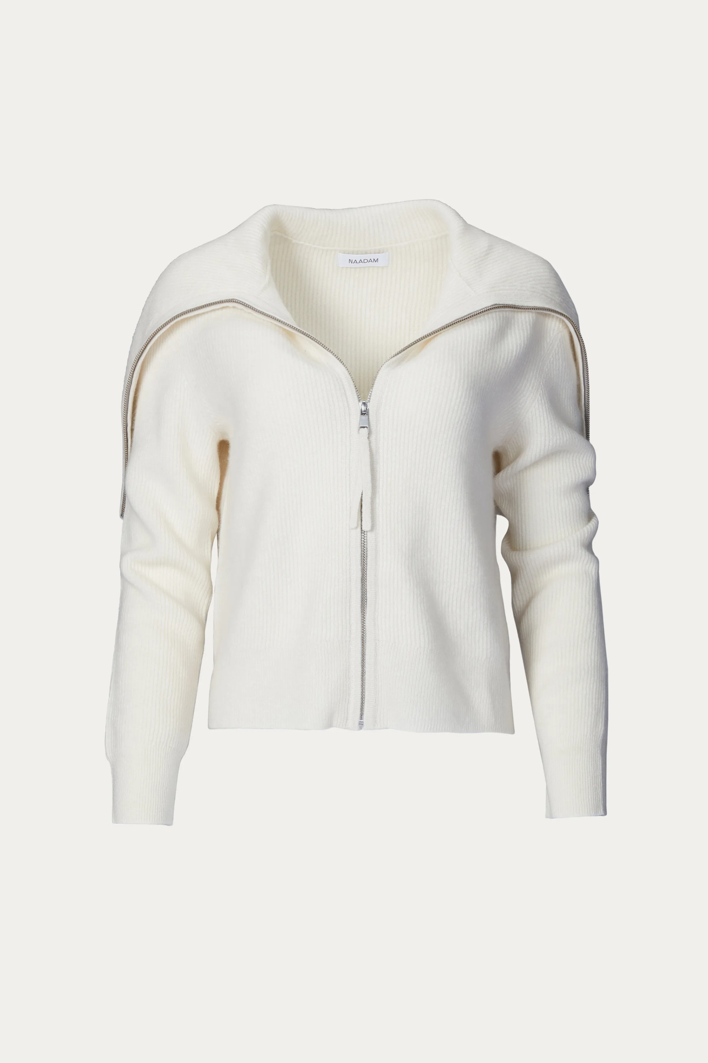 LUXE CASHMERE RIBBED ZIP UP JACKET