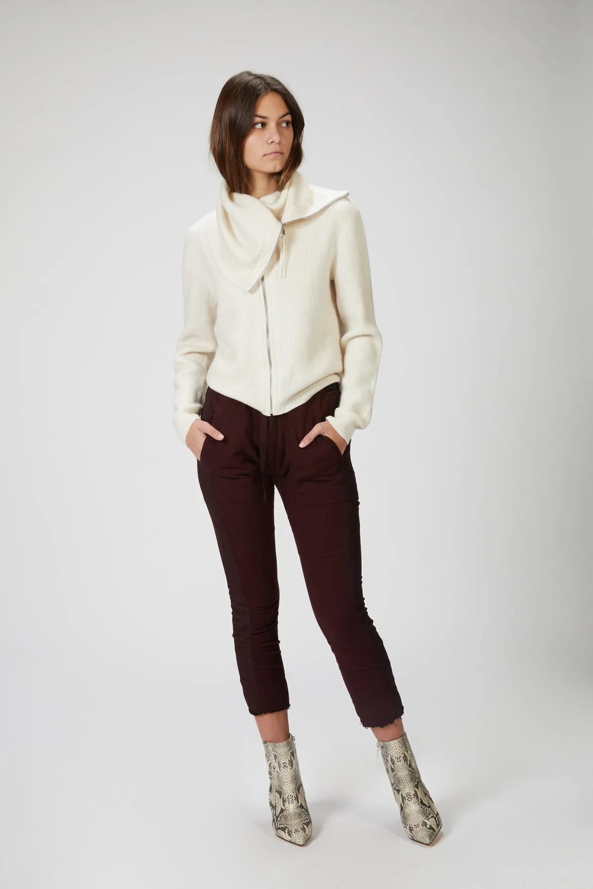 LUXE CASHMERE RIBBED ZIP UP JACKET