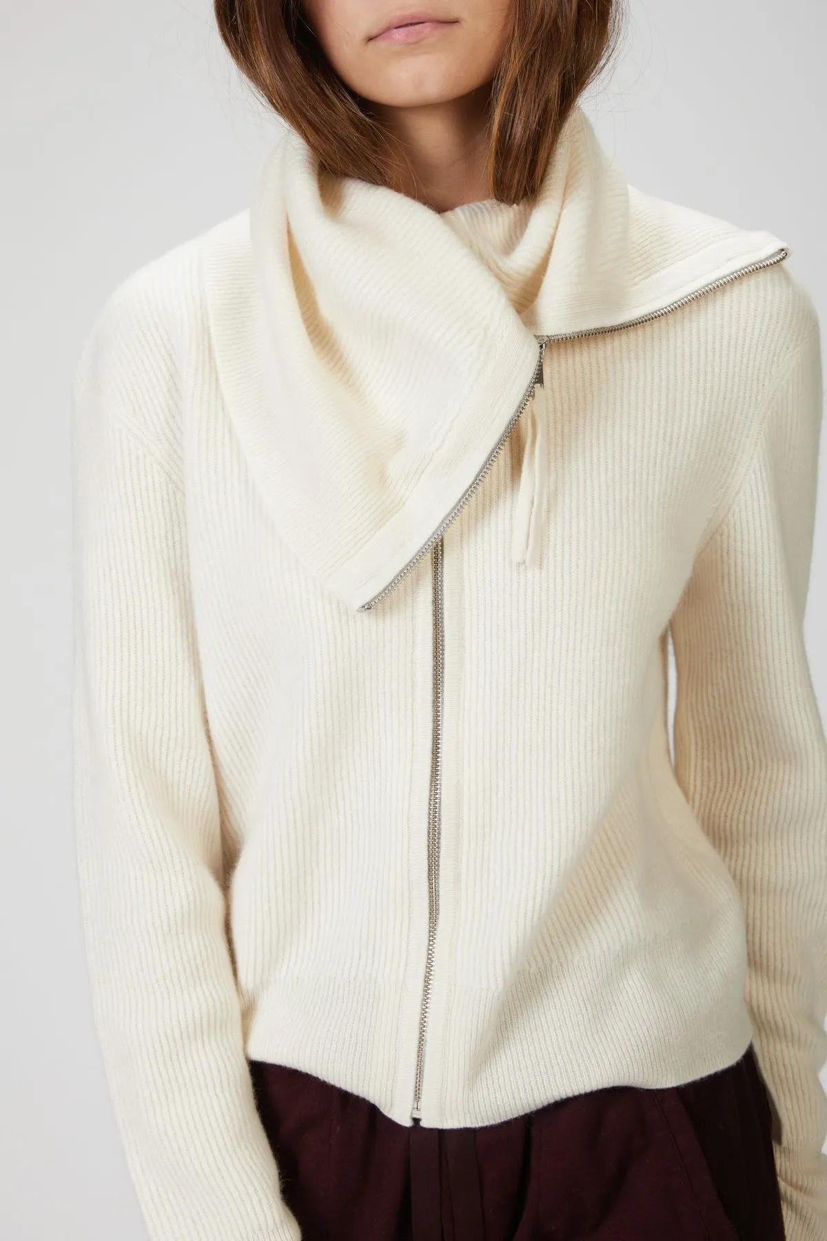 LUXE CASHMERE RIBBED ZIP UP JACKET