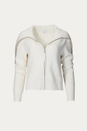 LUXE CASHMERE RIBBED ZIP UP JACKET