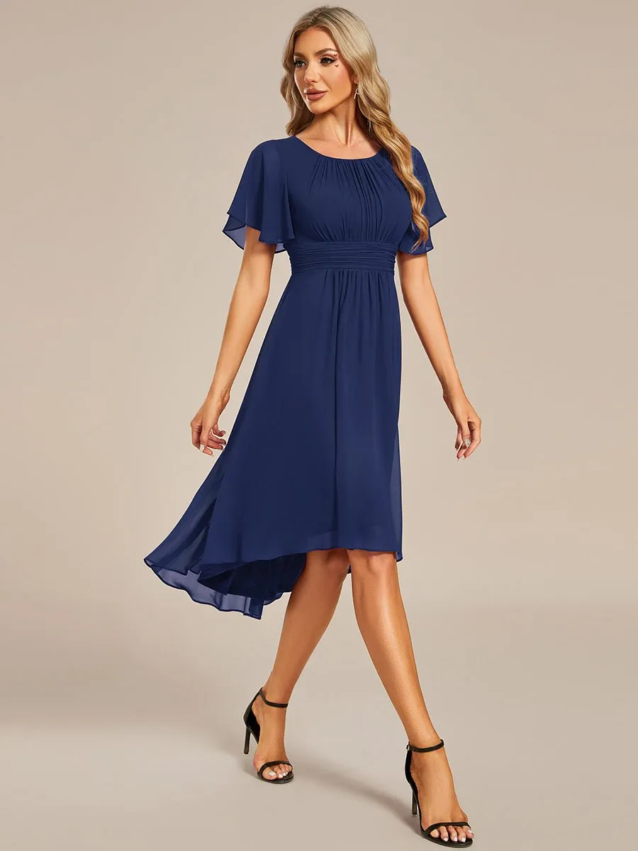 Lyra fancy chiffon dress with sleeves and high neck
