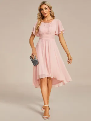 Lyra fancy chiffon dress with sleeves and high neck