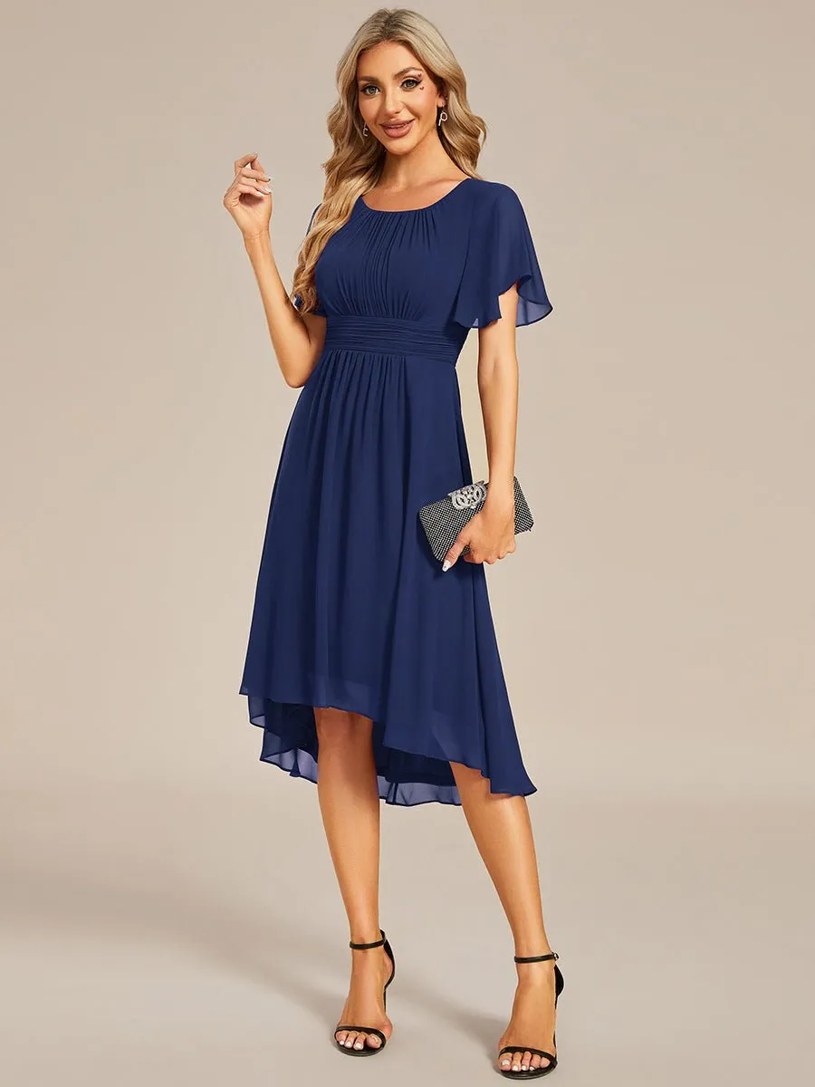 Lyra fancy chiffon dress with sleeves and high neck
