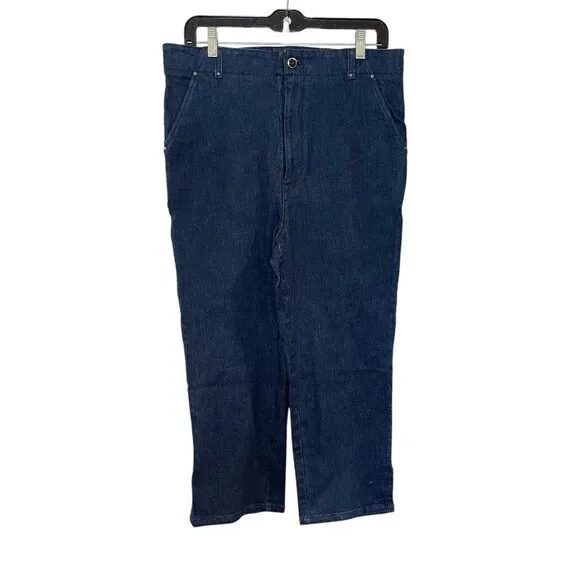 Maeve Slim Capri High-Rise Straight-Leg Jeans Anthropologie Dark Wash Crop sz 32