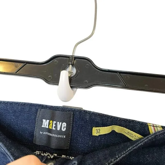 Maeve Slim Capri High-Rise Straight-Leg Jeans Anthropologie Dark Wash Crop sz 32