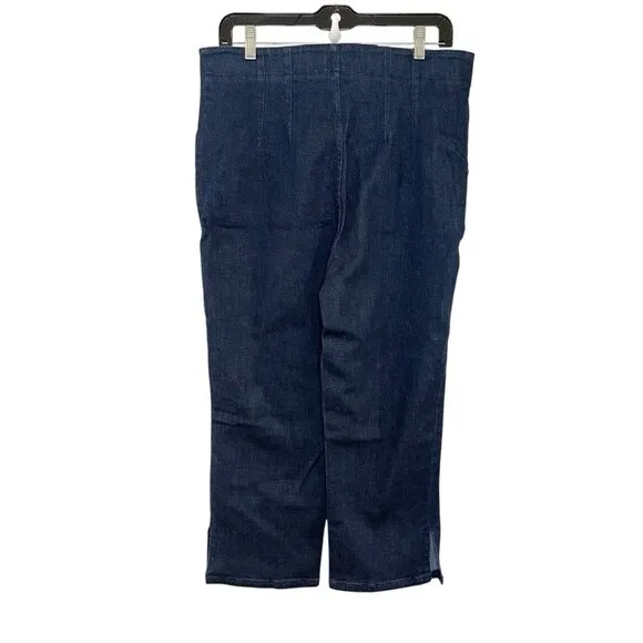 Maeve Slim Capri High-Rise Straight-Leg Jeans Anthropologie Dark Wash Crop sz 32