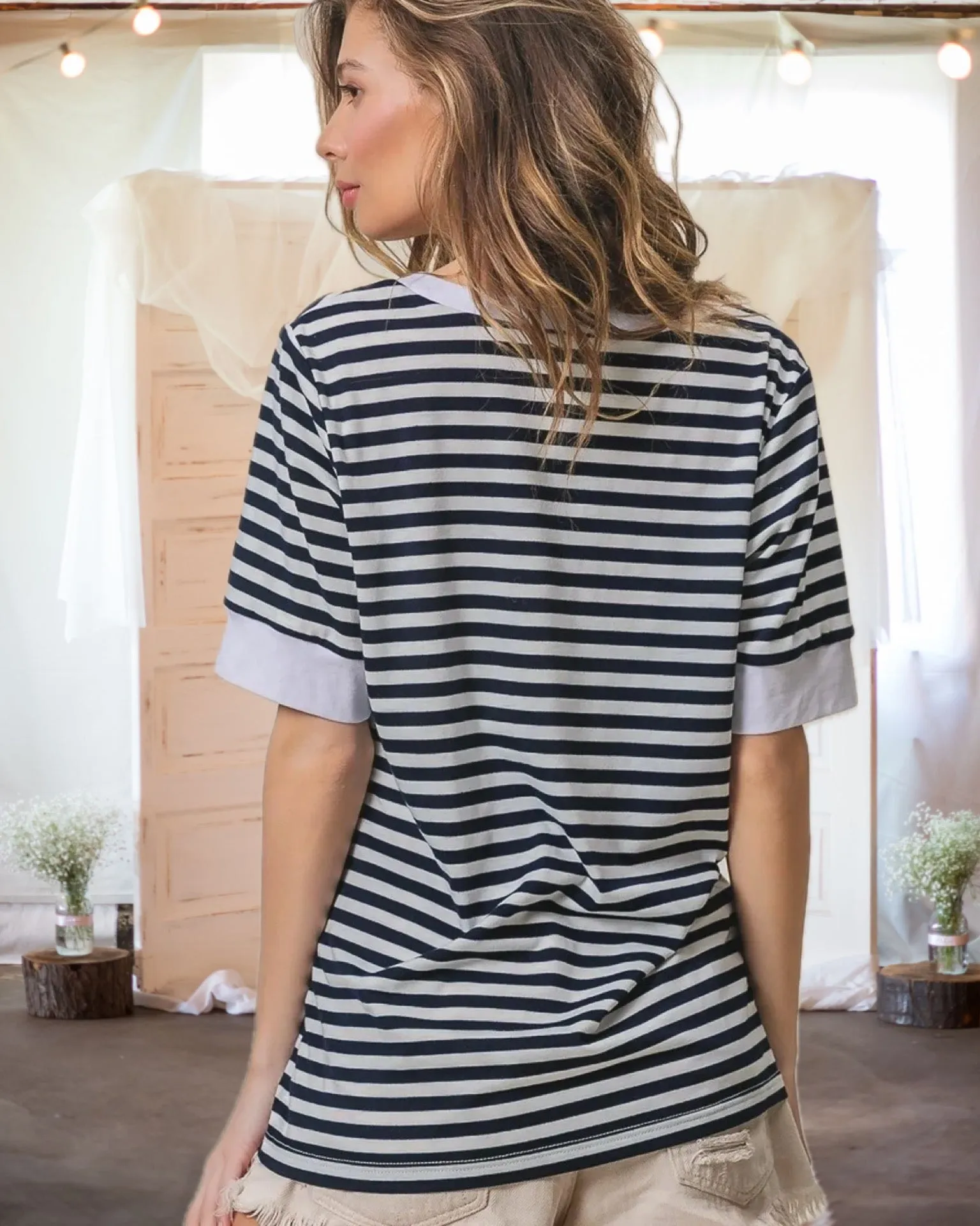 Make it Soon Contrast Striped Knit Top in Black and Ivory