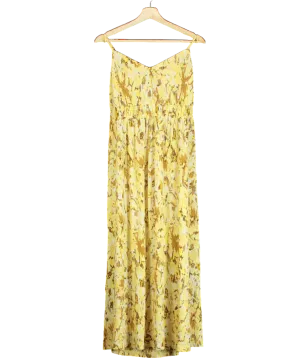 MANGO Yellow Cross-back Textured Dress UK XL
