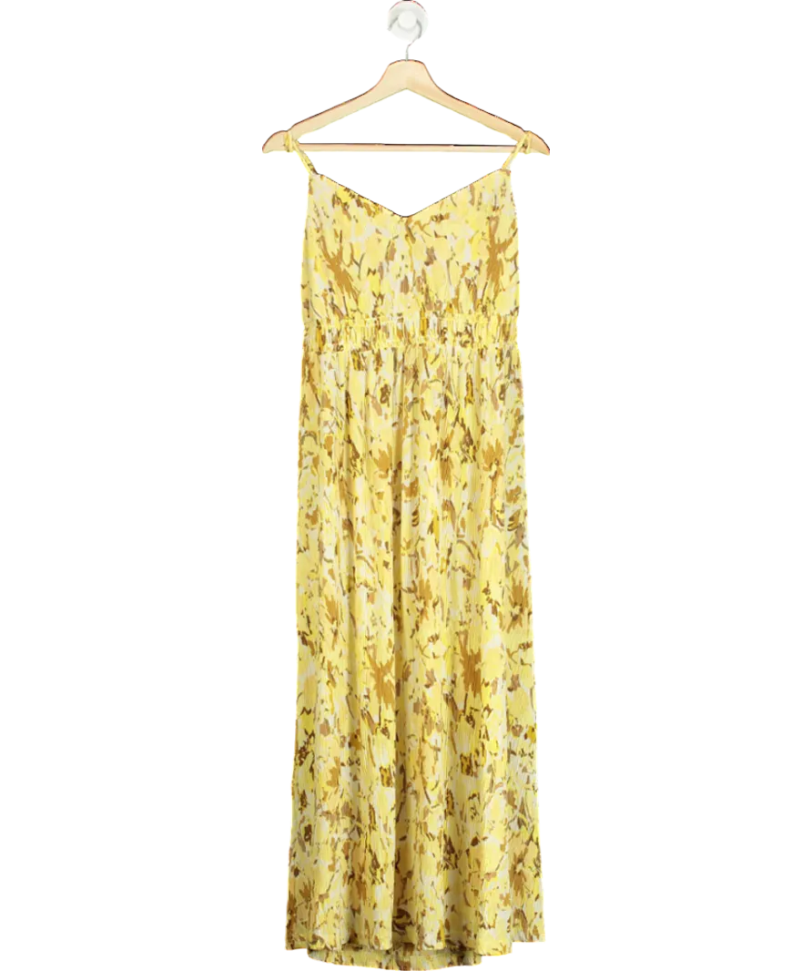 MANGO Yellow Cross-back Textured Dress UK XL