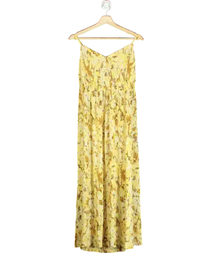 MANGO Yellow Cross-back Textured Dress UK XL