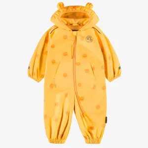 Manteau une pièce jaune à motifs de soleils, bébé || Yellow one-piece coat with sun all over print, baby