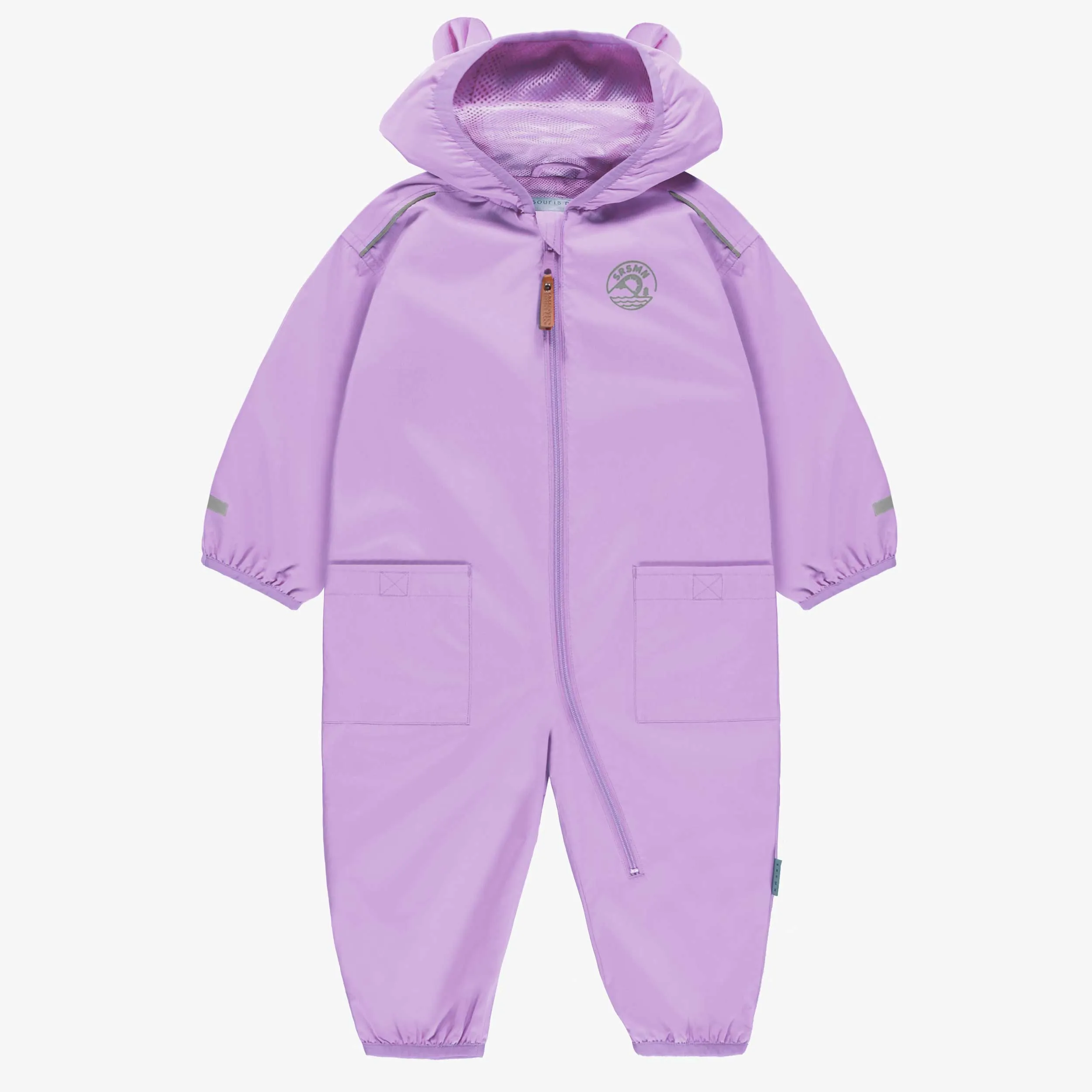 Manteau une pièce lilas avec capuchon, bébé || Lilac one piece hooded coat, baby