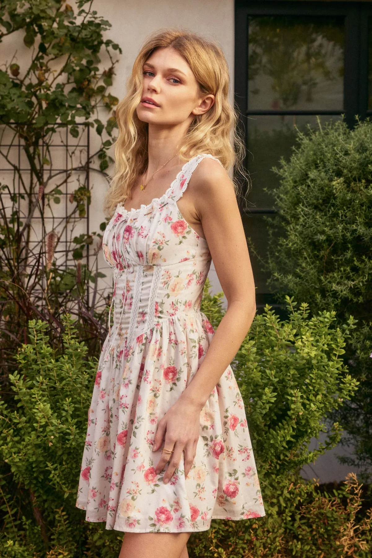 Maribel Lace Trim Bustier Mini Dress