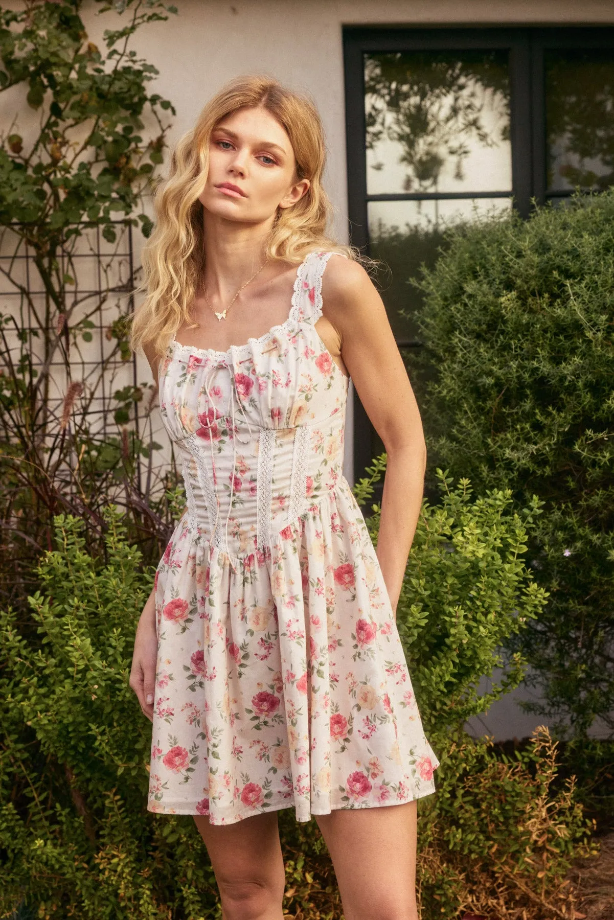 Maribel Lace Trim Bustier Mini Dress