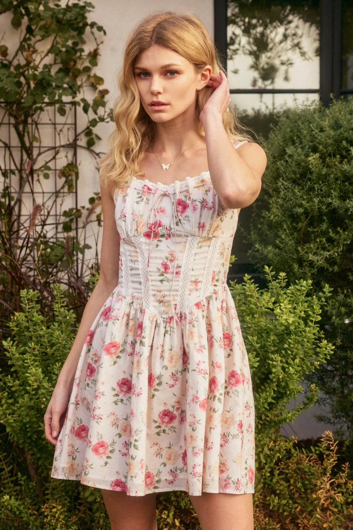 Maribel Lace Trim Bustier Mini Dress