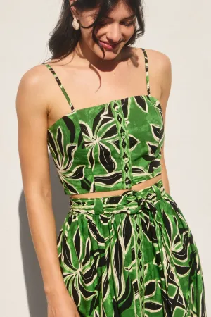 Marine Button Front Crop Top