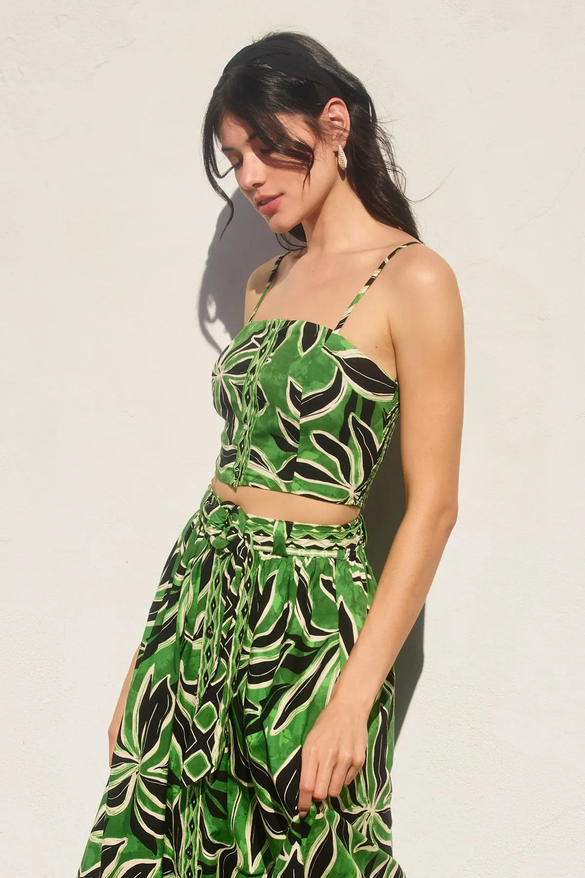Marine Button Front Crop Top