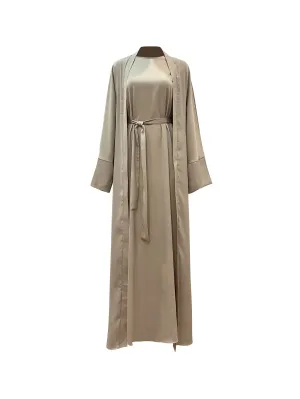 Marjan Kimono Abaya Set - Taupe Sand