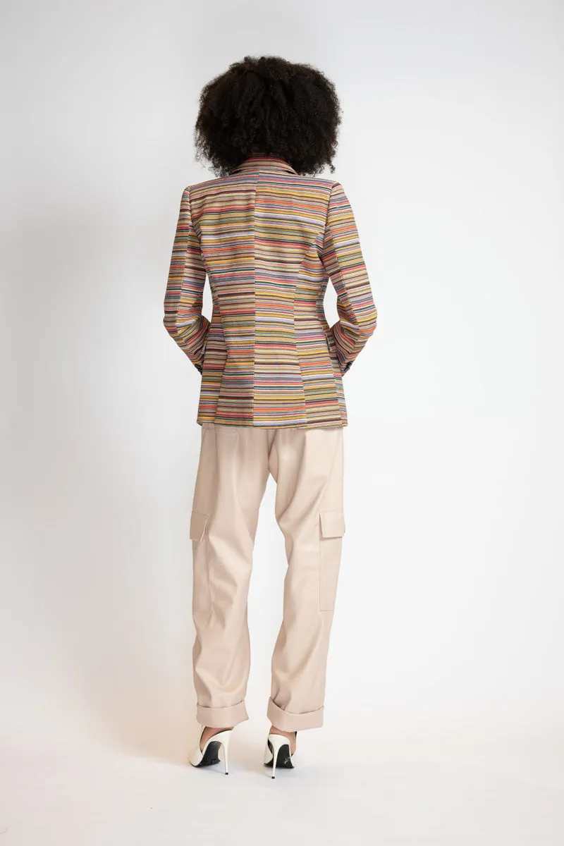 Mashru Jacquard Double-Breasted Blazer