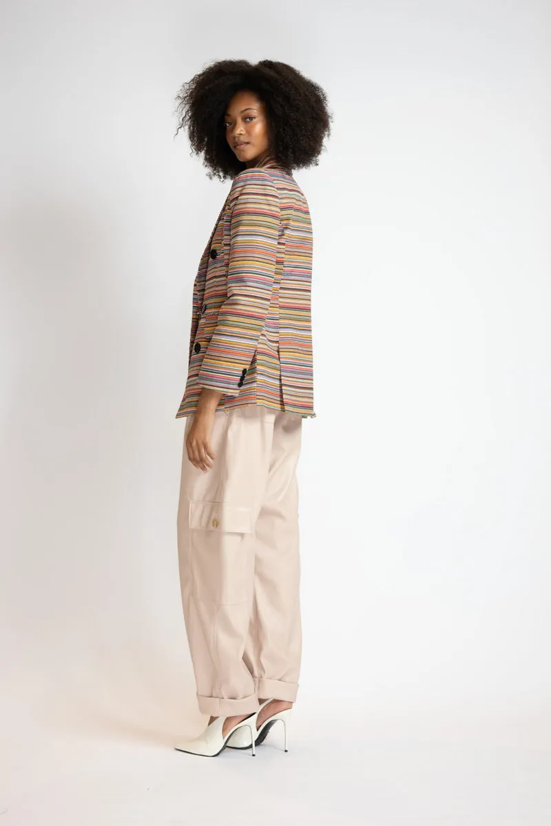 Mashru Jacquard Double-Breasted Blazer